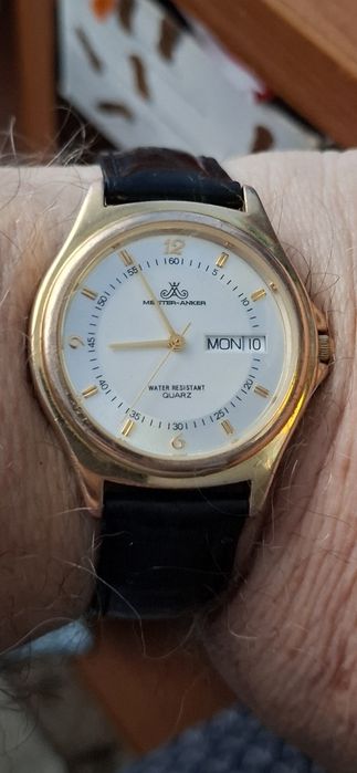 ANKER ceas de mînă bărbătesc cu baterie și curea din piele naturală.