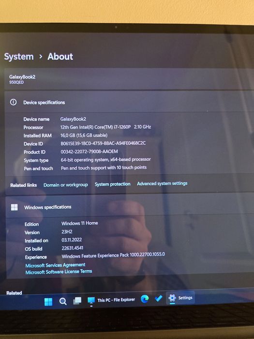 Vând Samsung Galaxy Book 2 Pro 360 i7 1Tb impecabil
