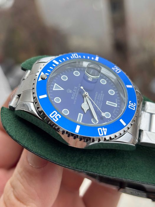 Ceas barbatesc Submariner Argintiu-Albastru + Husa