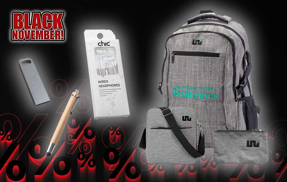 Раница с USB, флашка, слушалки и химикал - ЧЕРЕН МЕСЕЦ