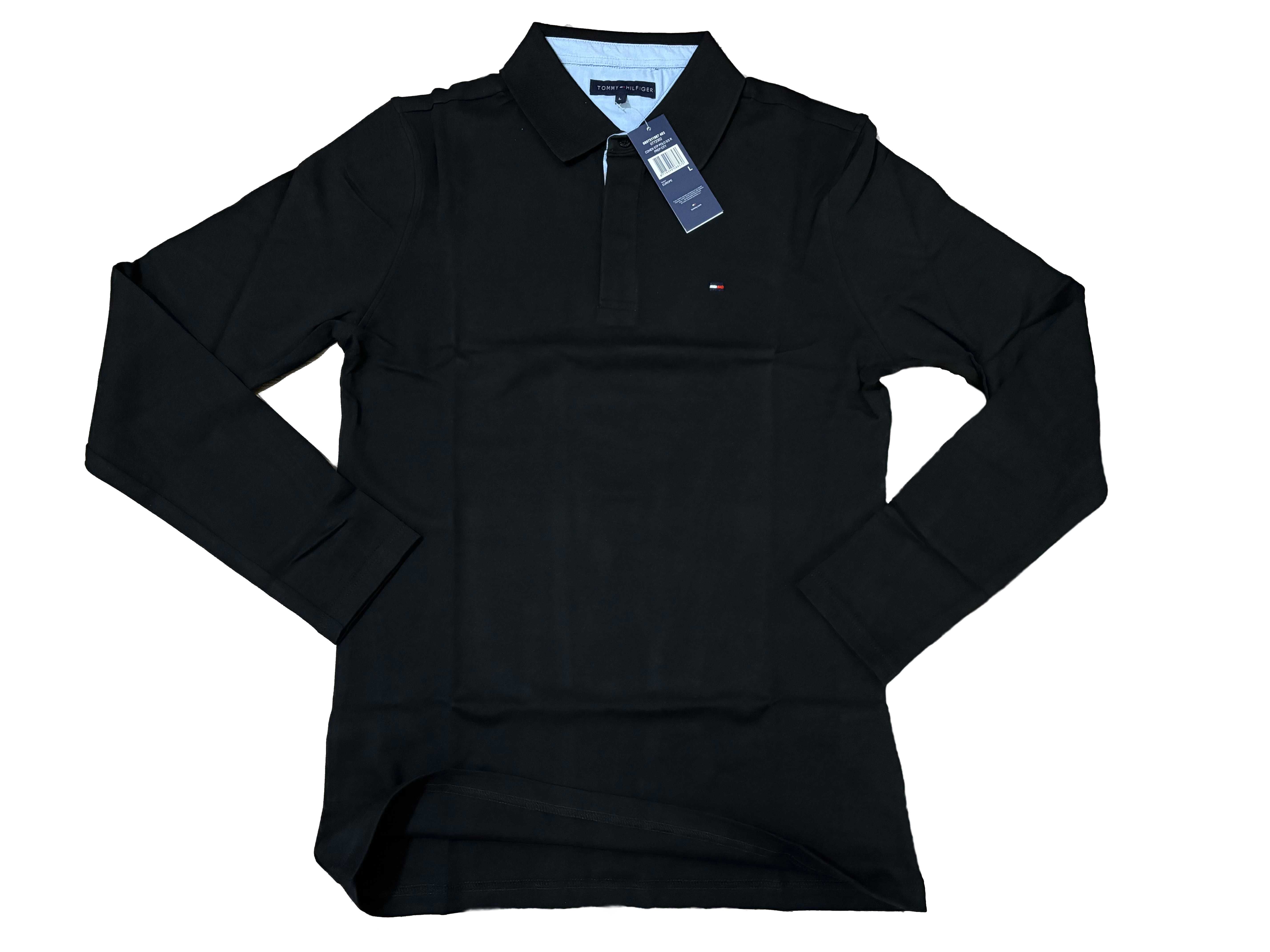 Мъжка блуза с яка Tommy Helfiger Slim Fit - L - Черна