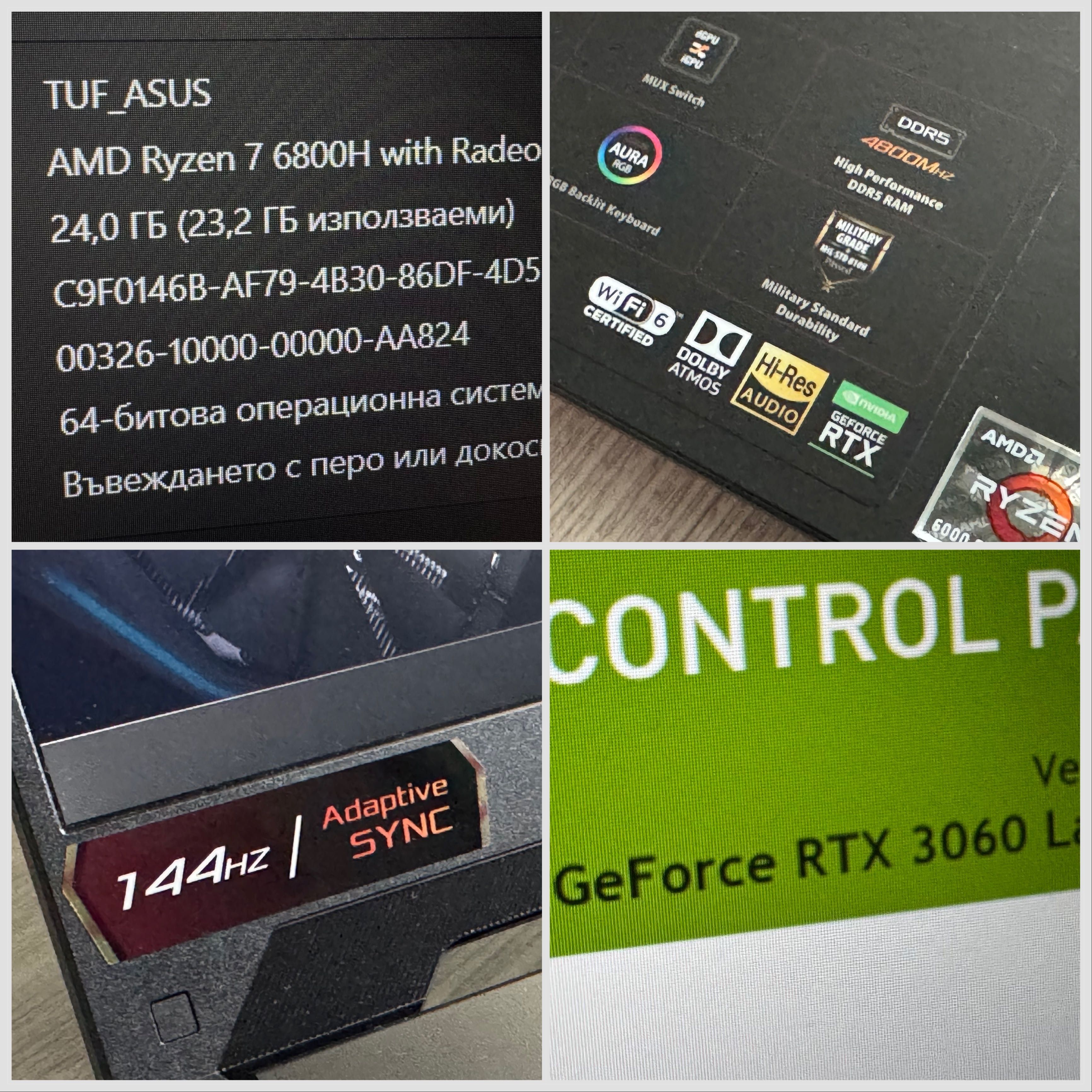 15.6 IPS 144hz /Ryzen 7 6800H /RTX 3060 /24GB ram /512ssd/ Asus TUF