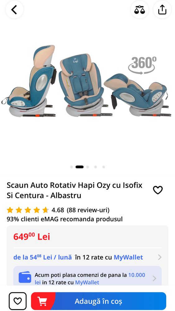 Scaun Auto Rotativ Hapi Ozy