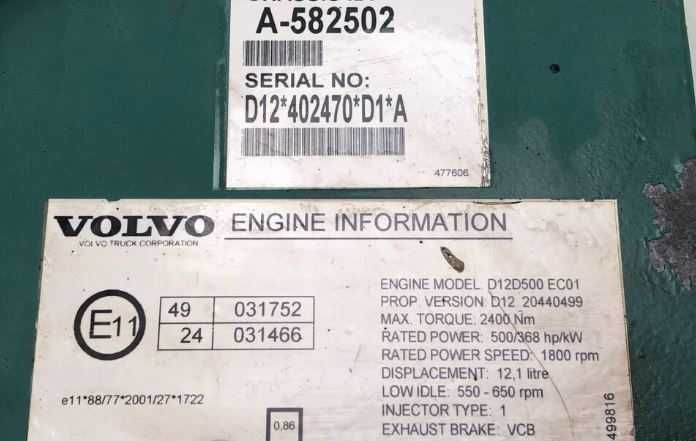 Motor complet Volvo D12D 500 euro 3 - piese/dezmembrari Volvo