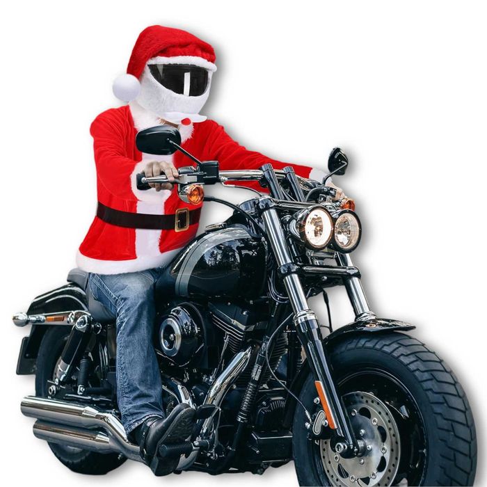 Коледна шапка за каска / Коледен калъф за мото каска / Дядо Коледа