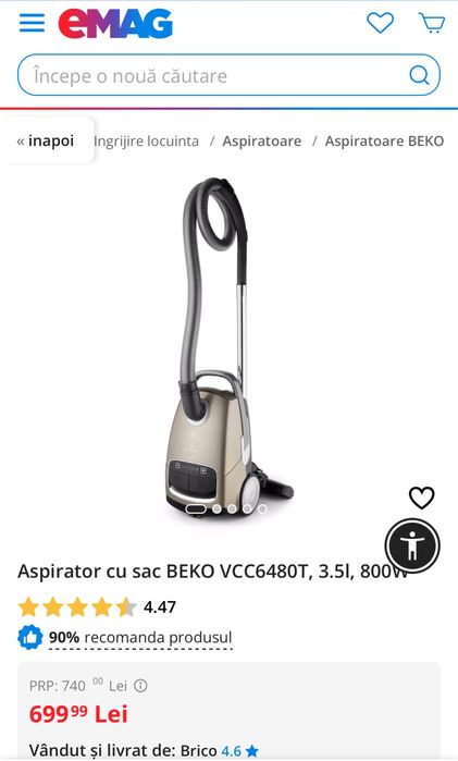 Vand Asirator BEKO model VCC 6480T (800W)