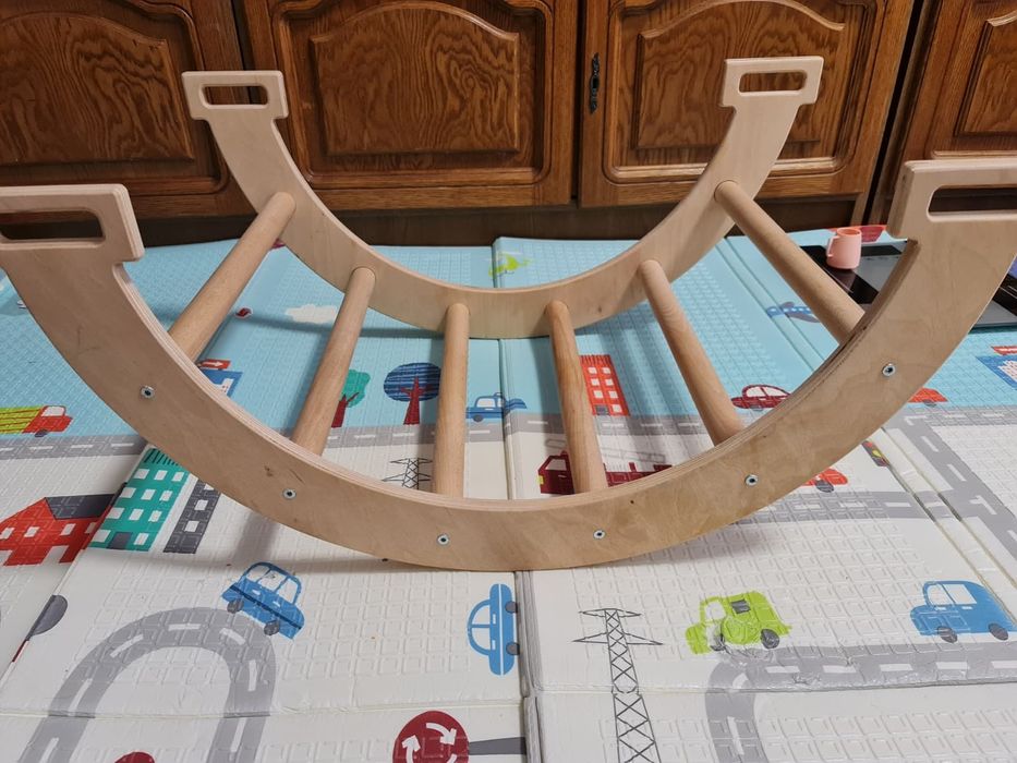 Set 3 in 1 Triunghi Pikler de catarare, rampa cu tobogan, semicerc