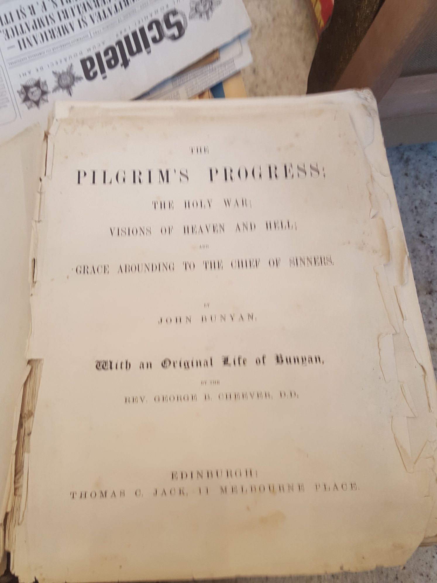 Carte veche 1872 in engleza carte bunyans pilgrim's progress holy war