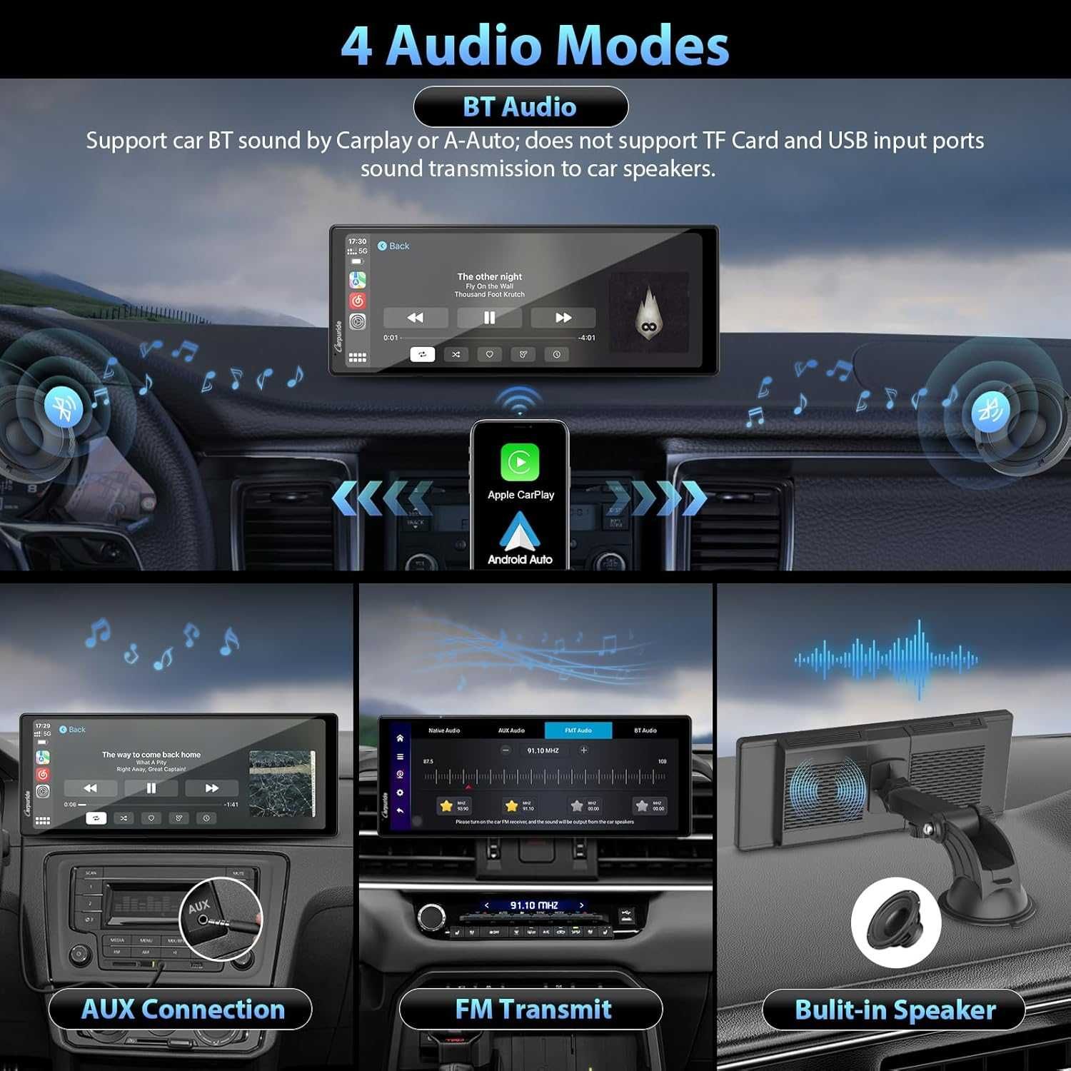 CARPURIDE W102plus, 10.26 инча безжичен CarPlay и Android Auto 4+64GB