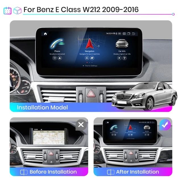 Navigatie Android Mercedes E-Class W212 , Carplay wireless + Camera