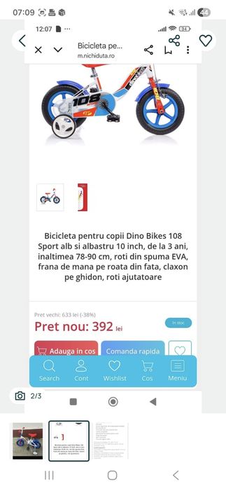 Bicicleta copii Dino bikes 10 inch