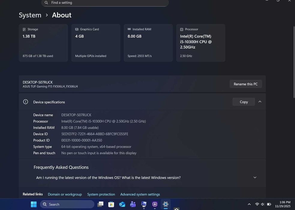 Laptop gaming Asus TUF F15