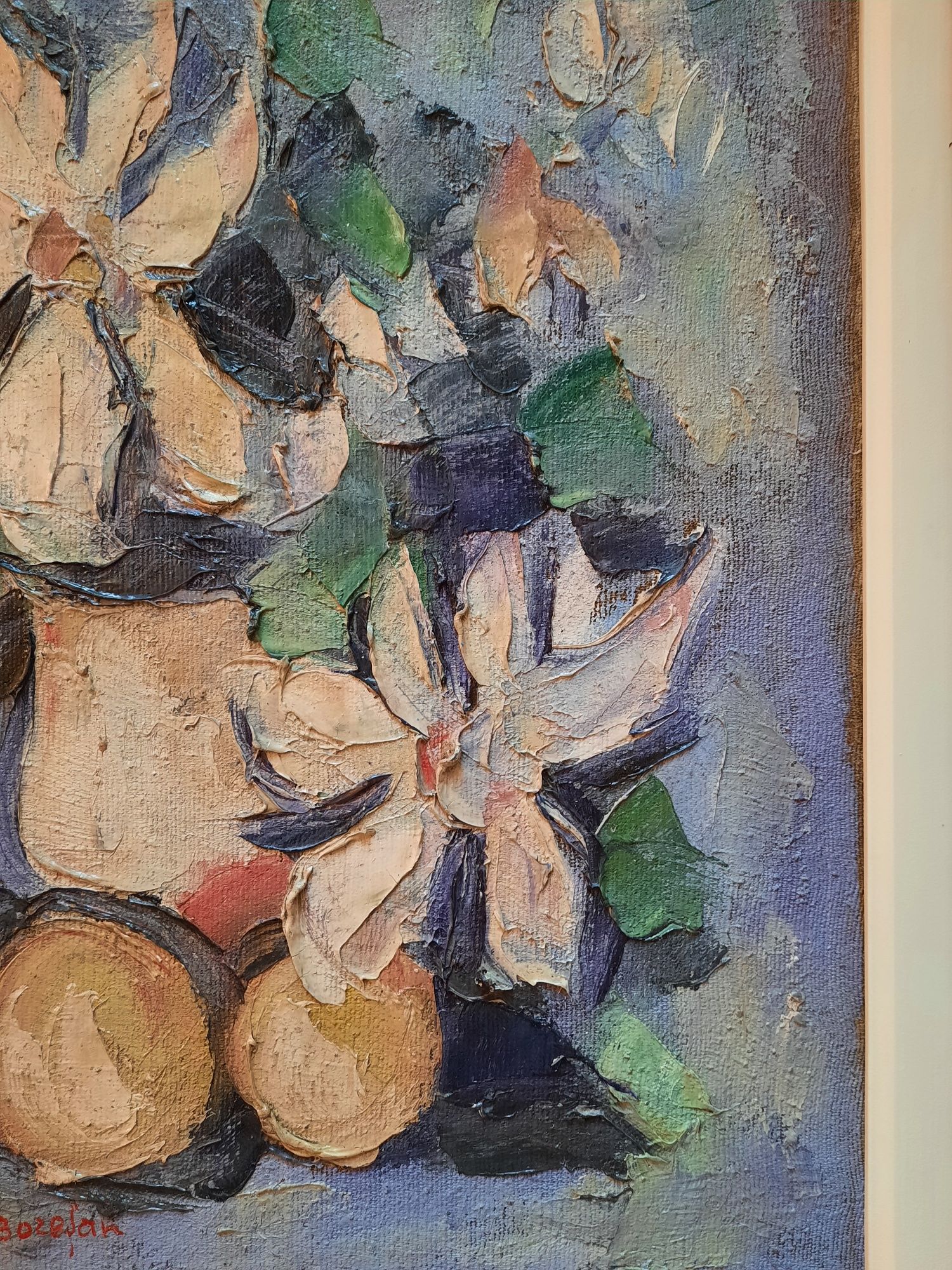 Tablou "Magnolii",autor: Ioan Axente Bozeșan,u/p/c.