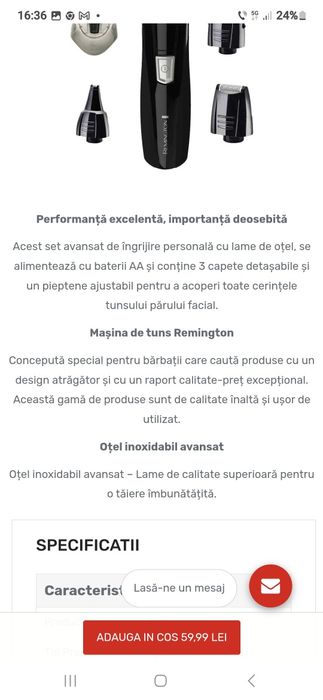 Trimmer l Remington cu baterii