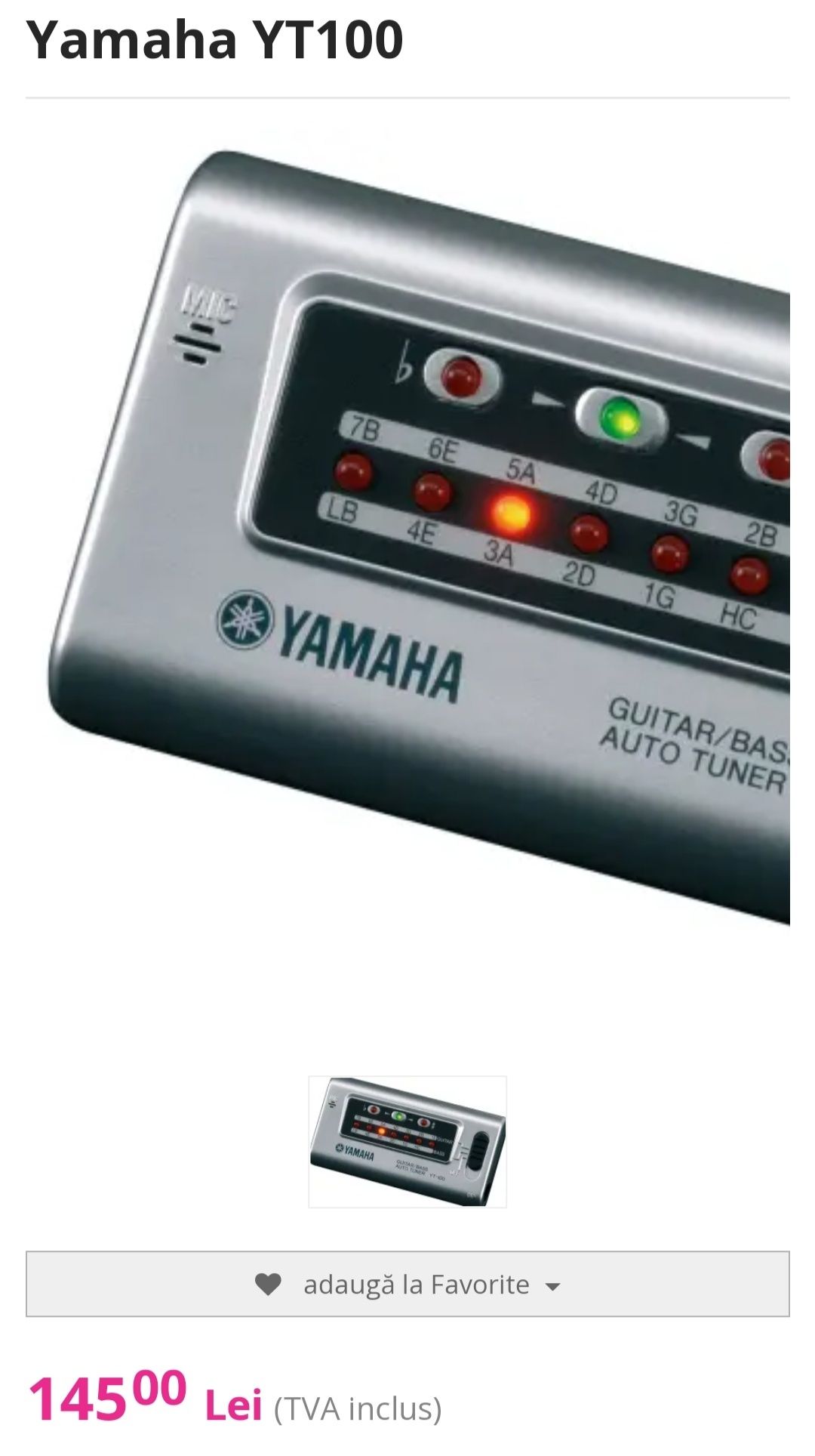 Tuner Yamaha YT100 chitară acordor digital nou