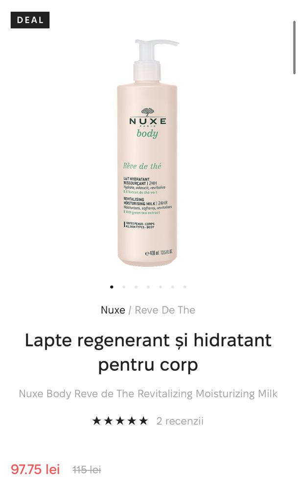 Lapte regenerant și hidratant pentru corp, 400ml, Nuxe