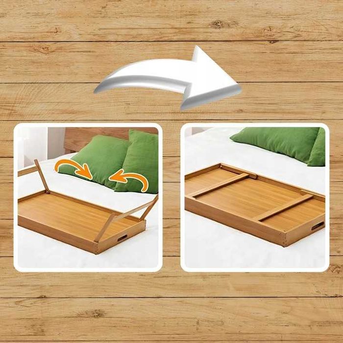 Сгъваема бамбукова масичка за лаптоп и закуска в леглото Ruhhy