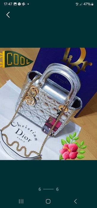 Geanta Dior Medium Silver,France,saculet, etichetă