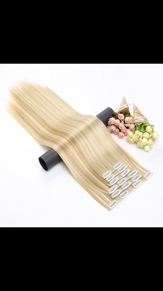 Set 6 x Extensii E7 blonde blond deschis 613 inchis Clip On suvite