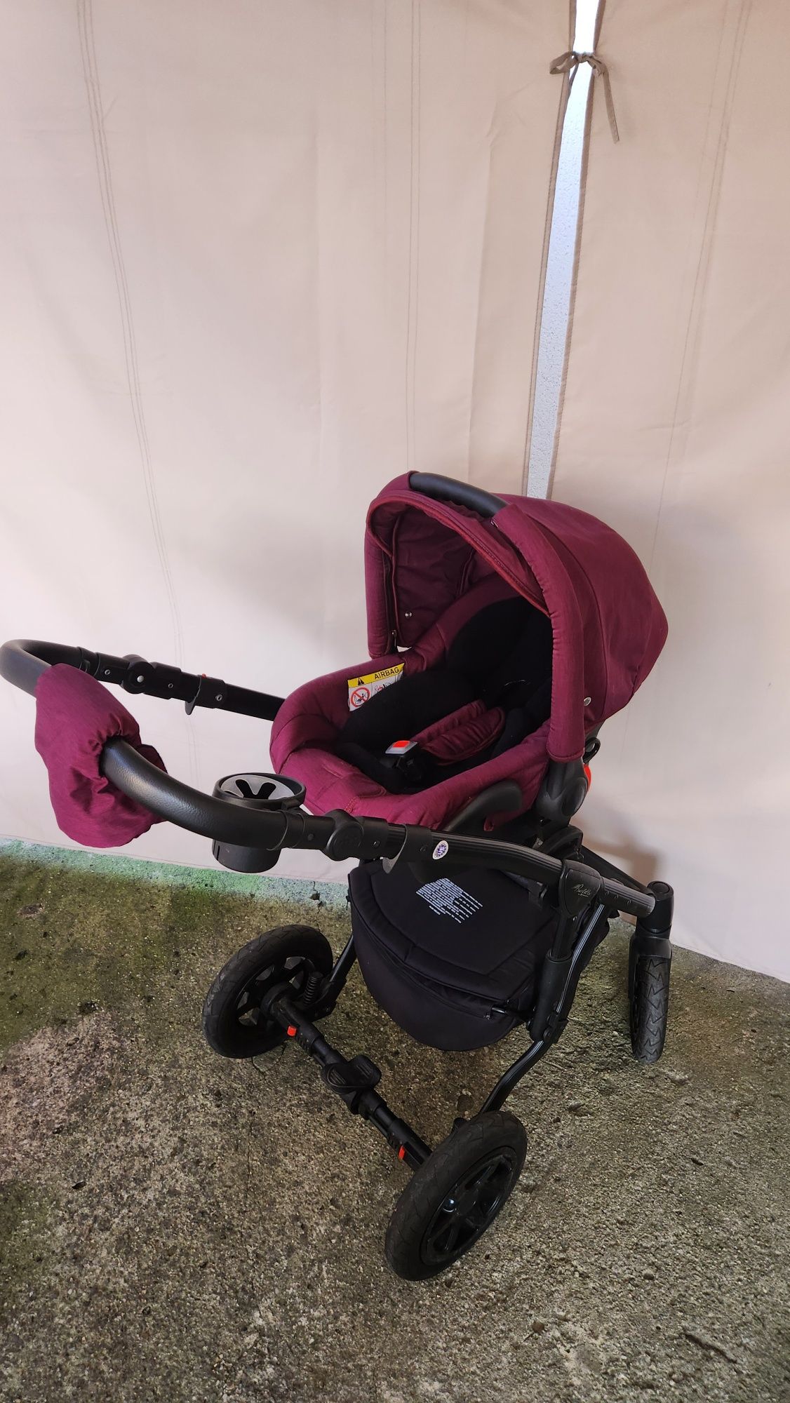Carucior 3 in 1 Adamex Barletta, Burgundy Red