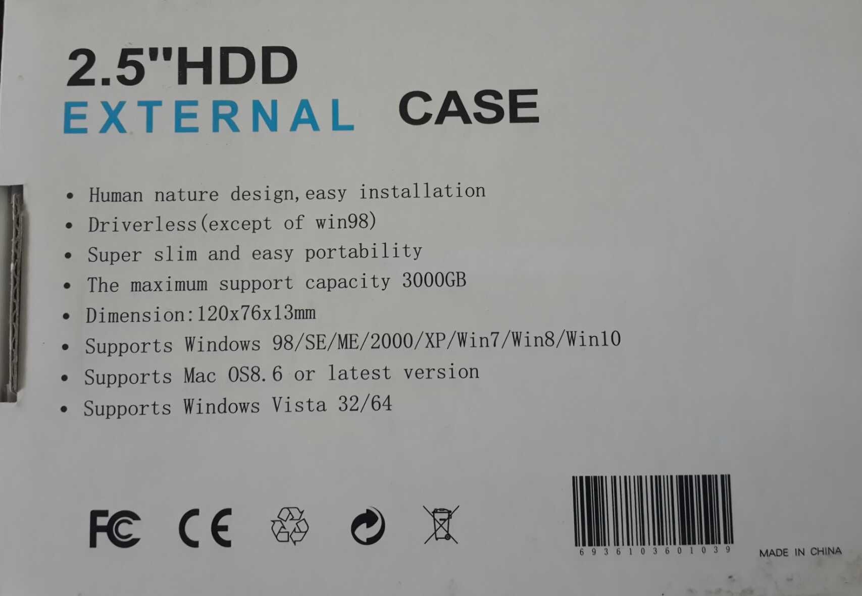 Внешний жёсткий диск 2.5 HDD. External Case 1 TB. USB 3.0