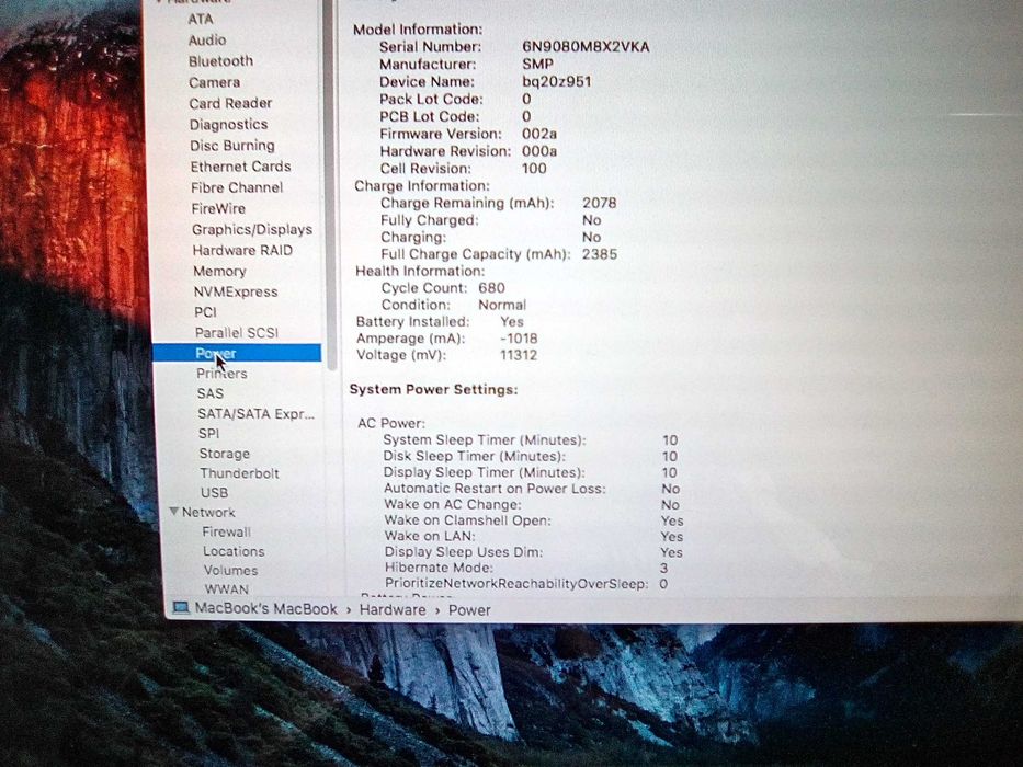 MacBook(13.3-inch)/Intel Core 2 Duo,2GHz/4gb RAM/500 GB HDD/El Capitan