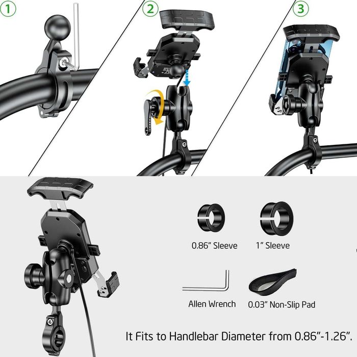 Suport telefon PM-01X, motocicleta, bicicleta, trotineta, waze, maps