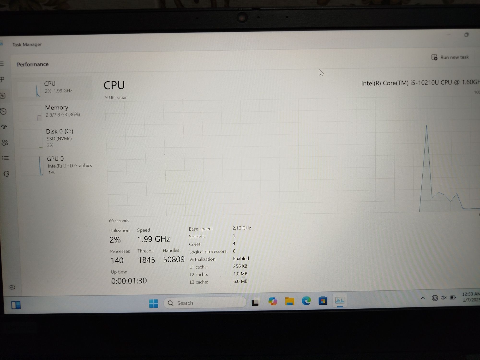 Lenovo i5-10210U(10-avlod) 8/256 TOUCH ID(otpechatka) bor