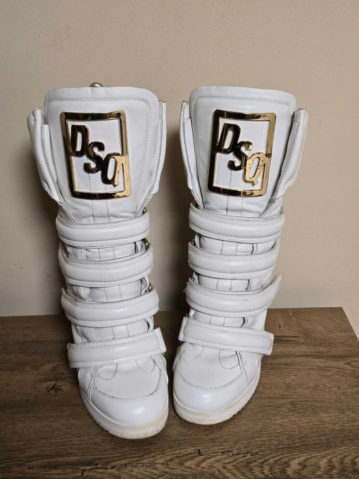 Dsquared2 оригинални дамски високи кецове от естествена кожа