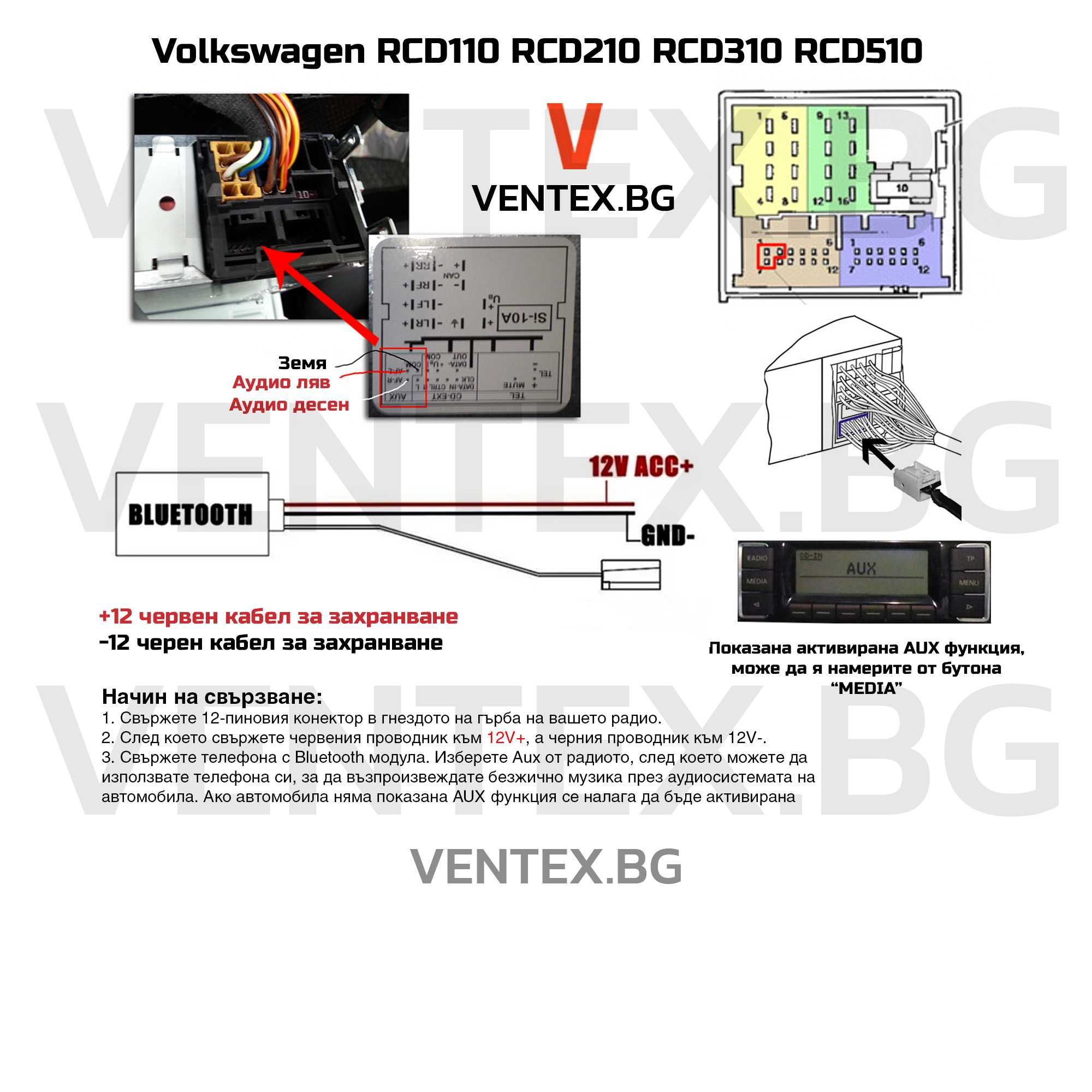 Bluetooth 5.0 модул за Volkswagen RCD310 RCD510 RNS310 RNS510 блутут