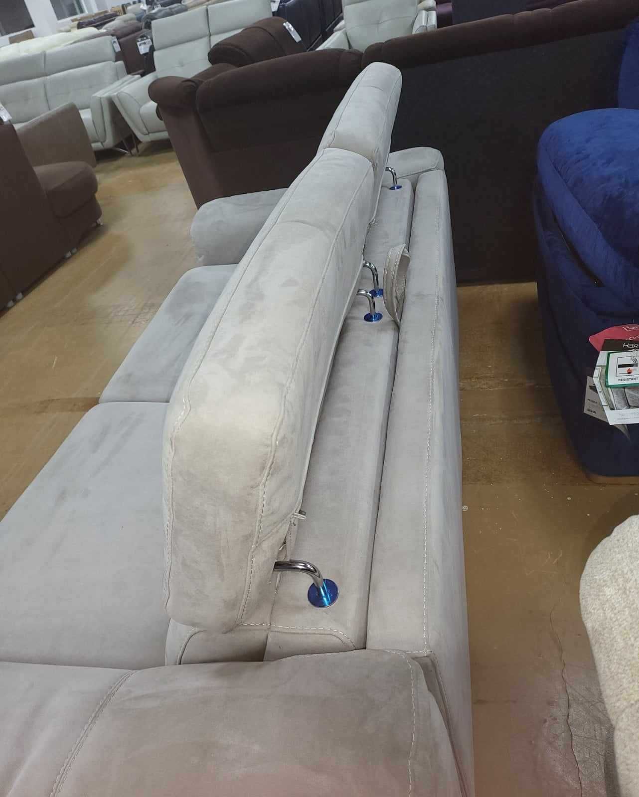 Сив диван от плат тройка с функция сън