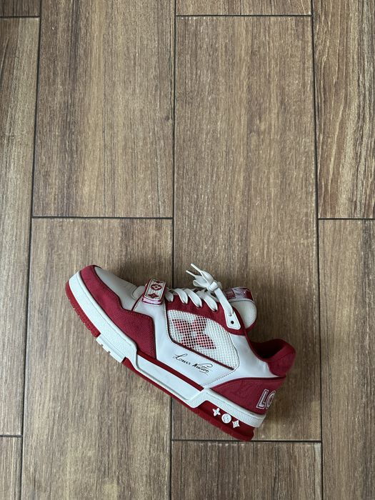 louis vuitton strap trainer red