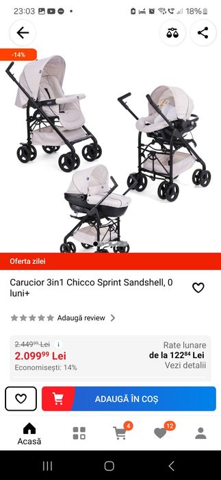 Vand căruț chico 3 în 1