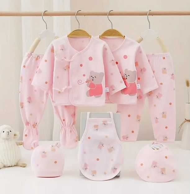 Haine pentru nou-nascuți, 0-3 luni, set 7 piese, bumbac 100%