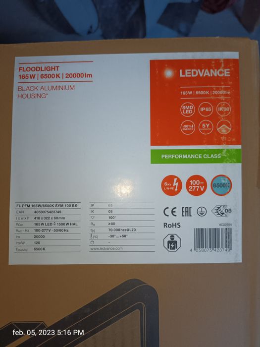 Vând proiectoare Ledvance noi 165W