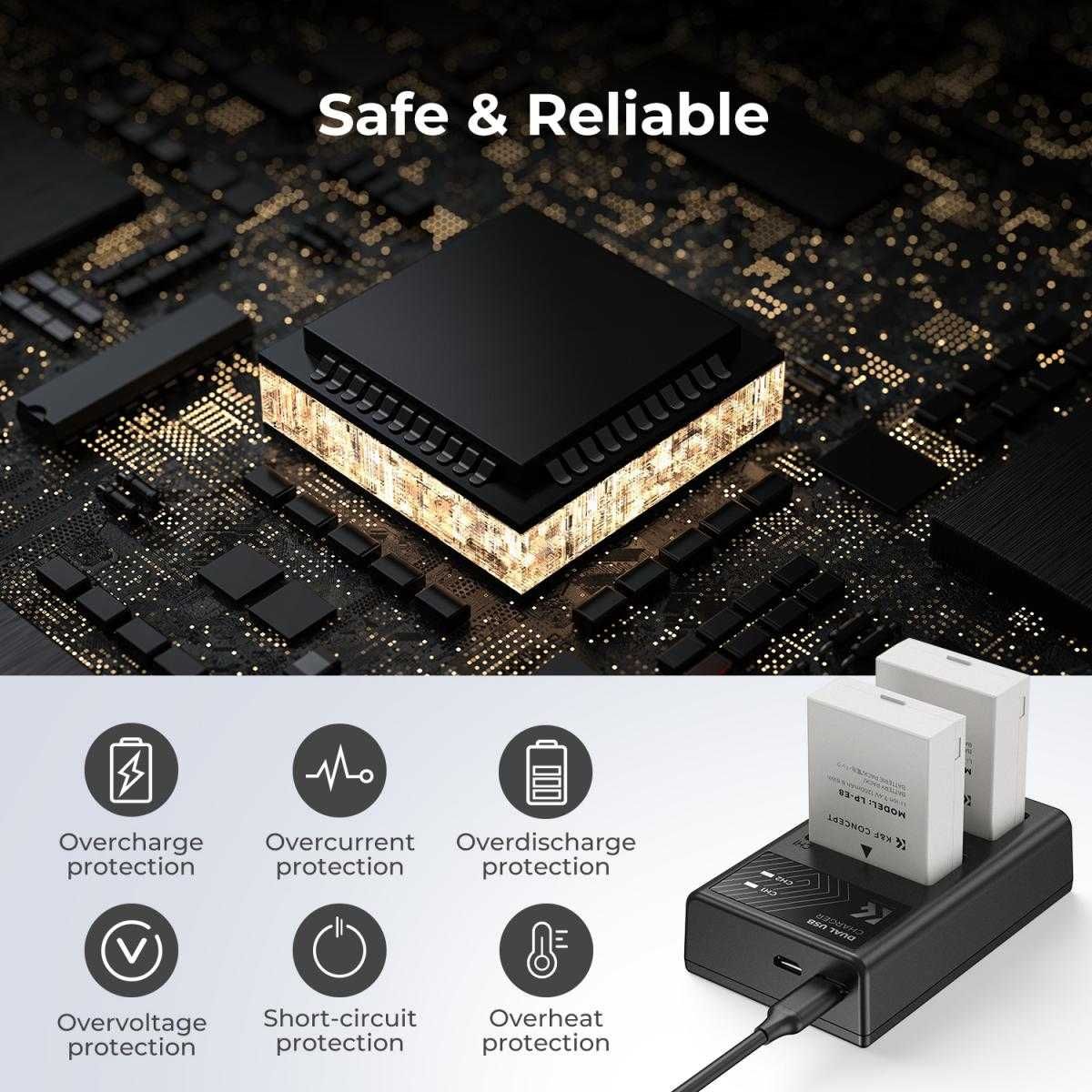 Комплект 2 батерии LP-E8 + зарядно K&F Concept