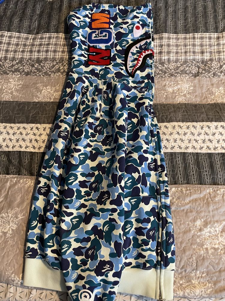 BAPE Big ABC Camo Shark Full Zip Hoodie 'Blue'