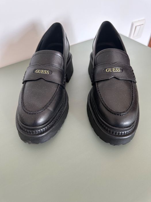 Pantofi loafer din piele cu aspect masiv, Negru, 37