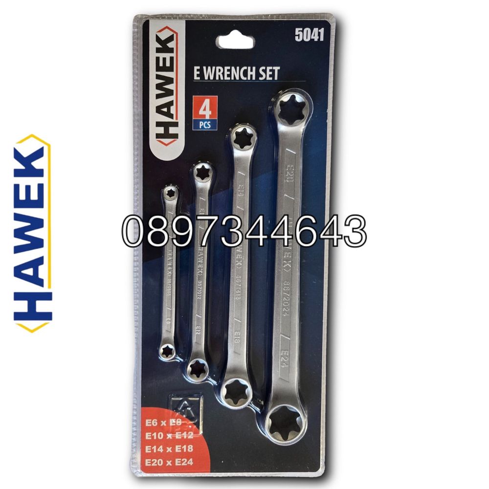 Ключове E-TORX блистер комплект 4 броя HAWEK