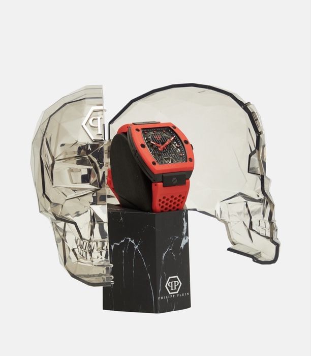 Philipp Plein „The Skeleton Sport Master” (Red Silicone Strap)