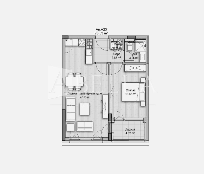 2-стаен в София-Витоша площ 75 цена 213600