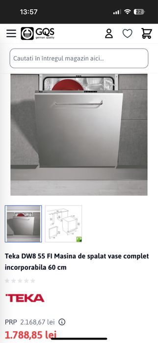 Masina de spalat vase TEKA DW855