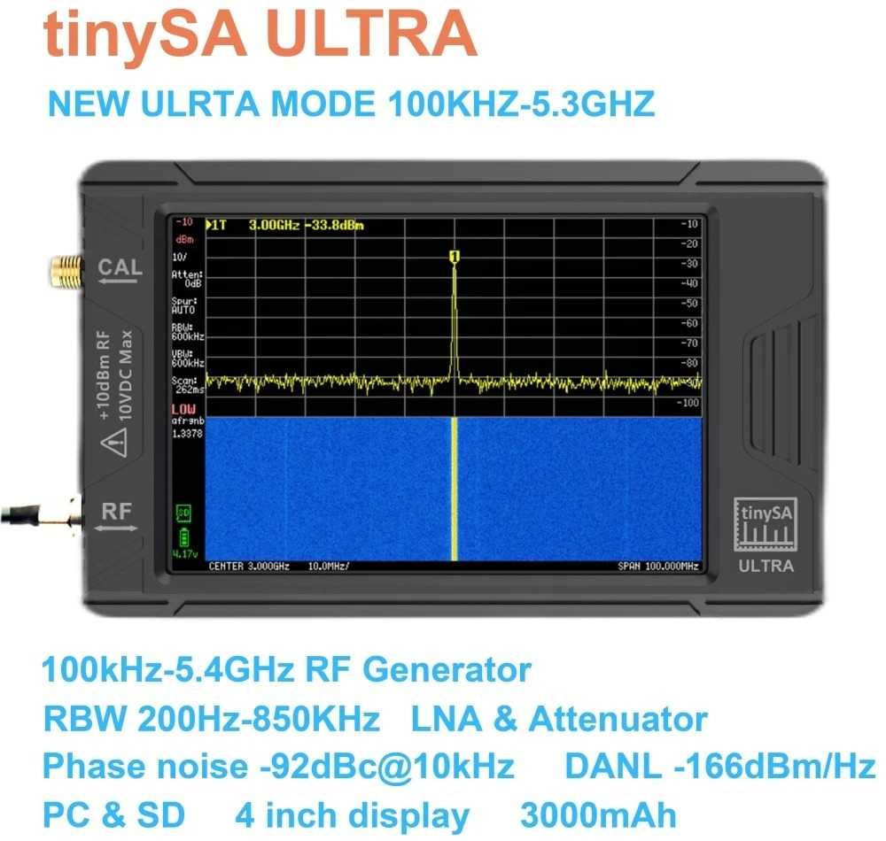 Спектрален анализатор обхват 100kHz до 5.3GHz, карта с памет 32GB