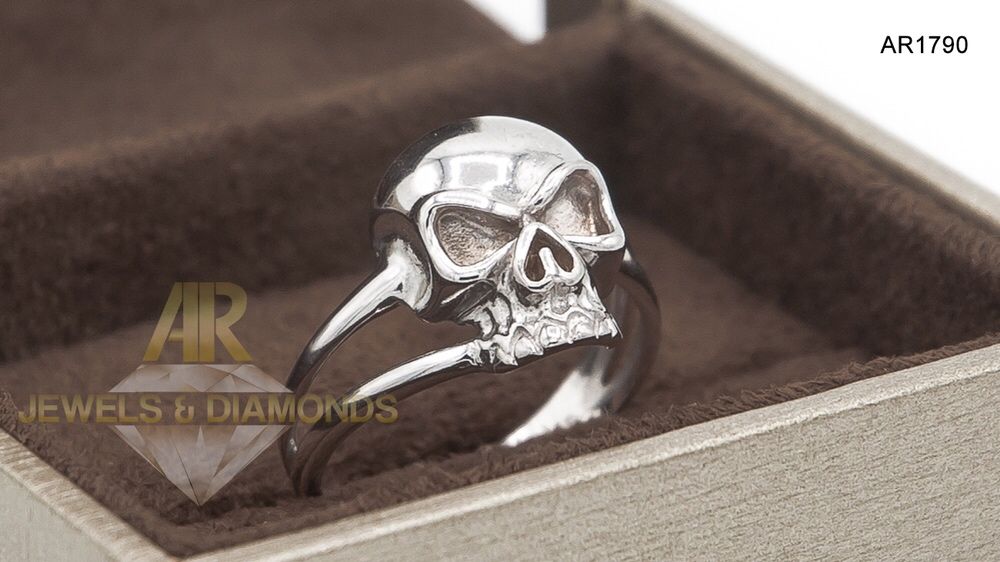 Inel Aur Alb unisex Skull Collection ARJEWELS