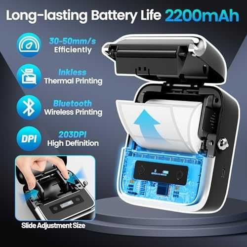 Нов Phomemo M250 Принтер за етикети 75мм iOS Android Windows баркод/QR