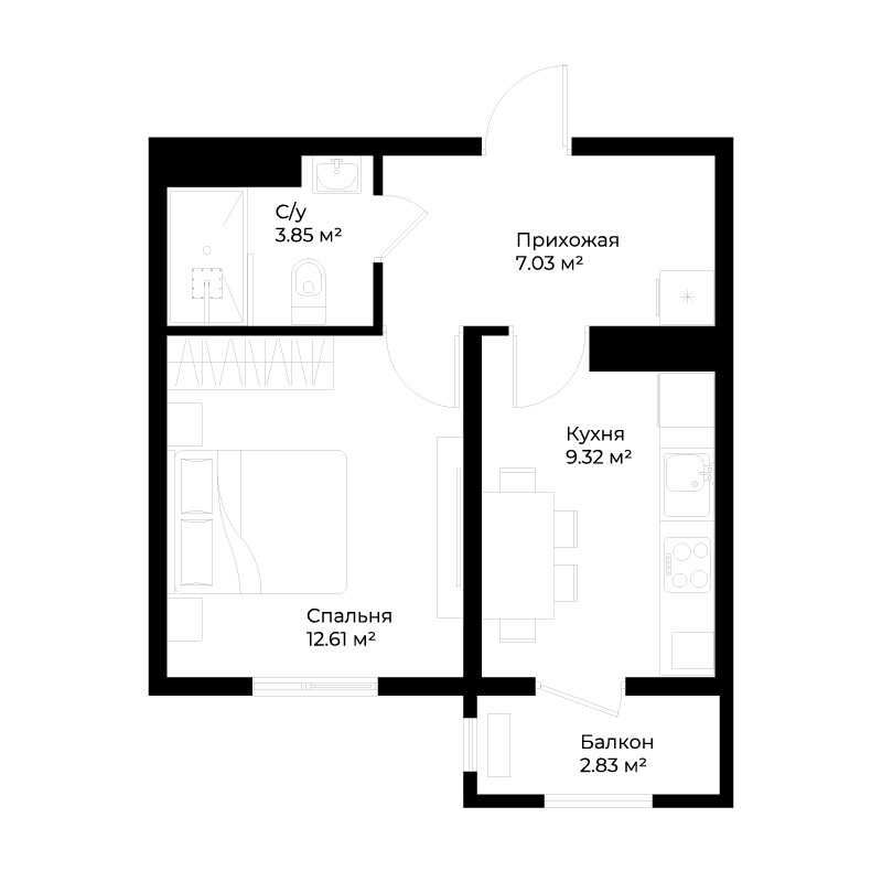 1-xonali xonadonlar | 1-к. квартиры ЖК Assalom Do'stlik - Golden House