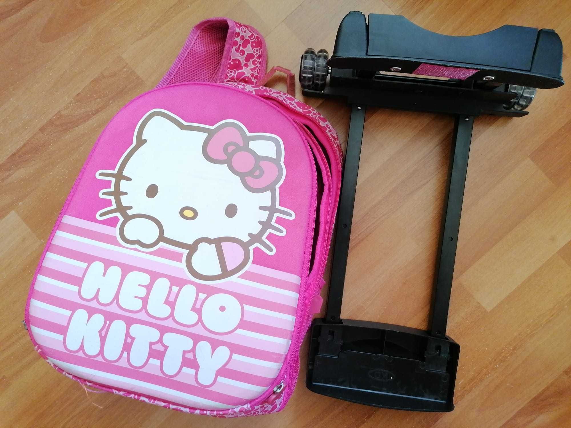 Ghiozdan / Rucsac tip troler cu roti Hello Kitty pentru clasele 1-4