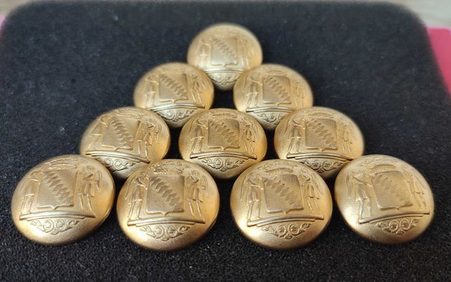 PROMO set 10 butoni nasturi metalici vintage antichizati tema militara