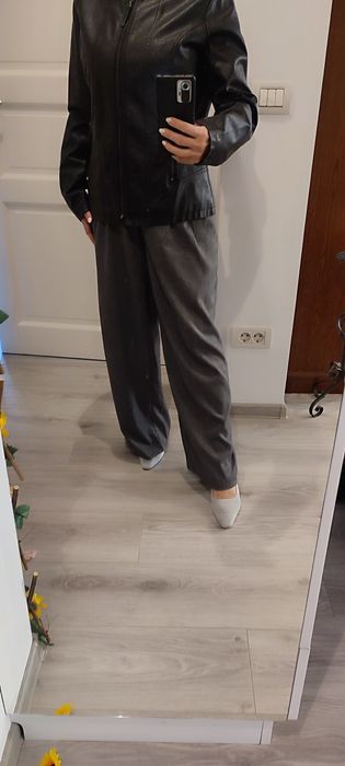 Jacheta dama din piele naturala neagra