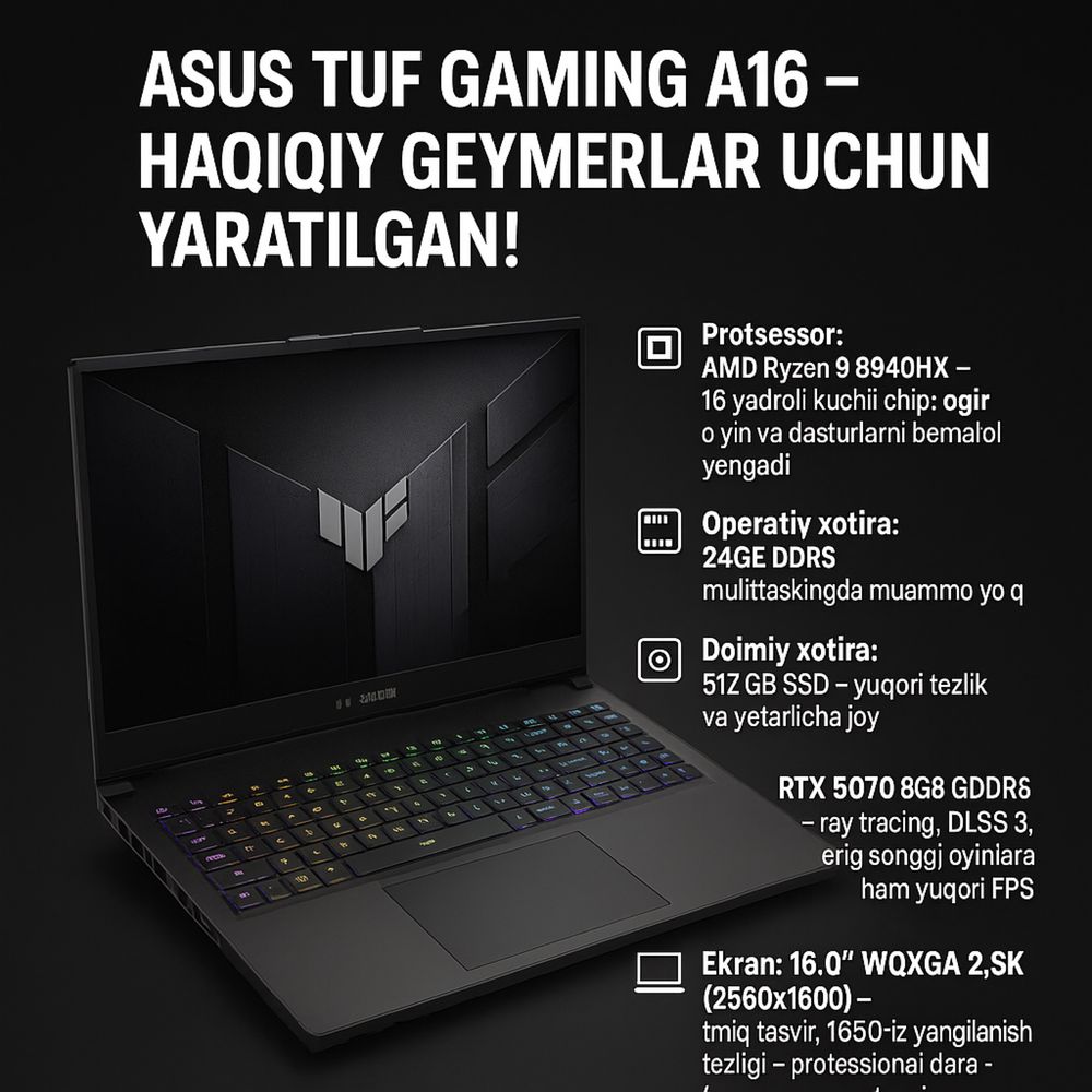 Asus Tuf Gaming A16 AMD R9-8940HX 1649$